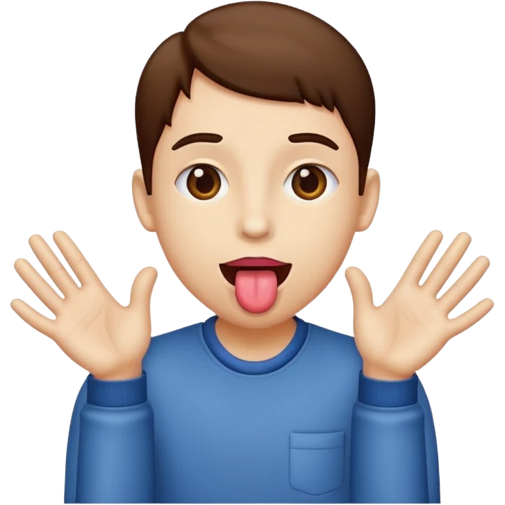 Tongue out with hands to the side emoji