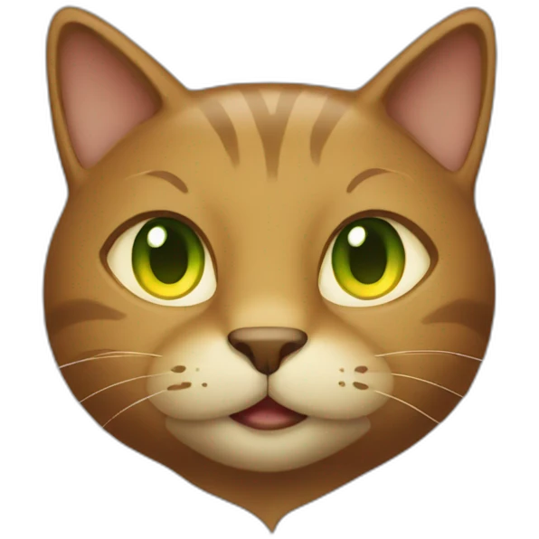 brown cat with yellow eyes and a green hood that smiling emoji