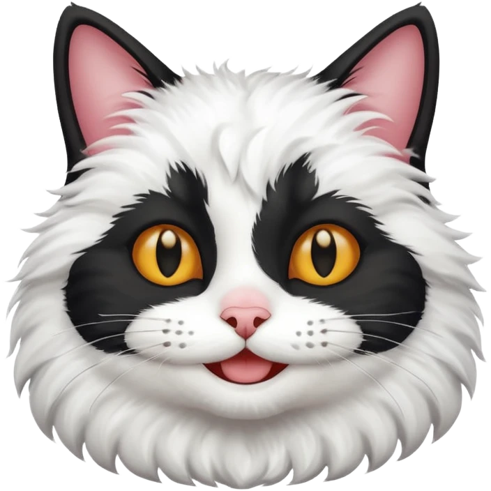 black and white cat with a smile emoji