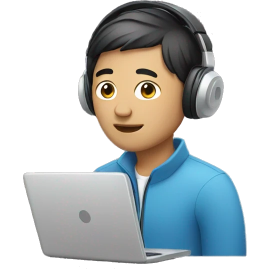 asian man with a laptop and headphones emoji
