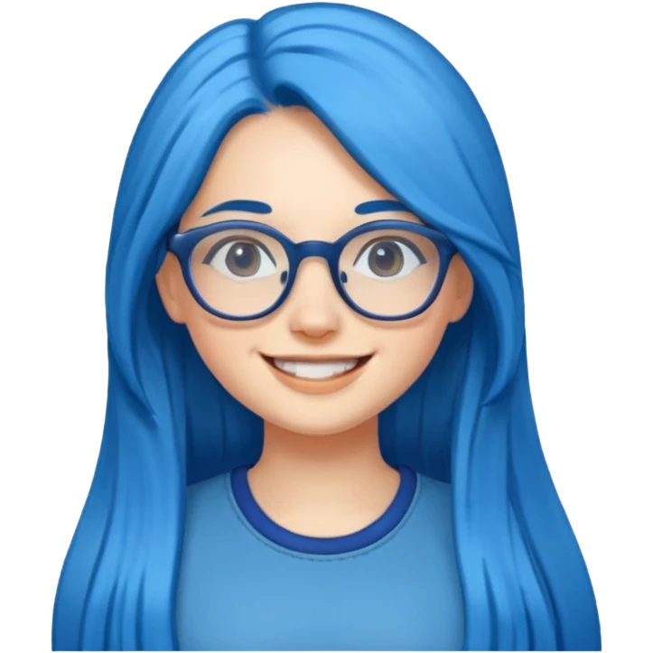 girl, long blue hair, glasses emoji