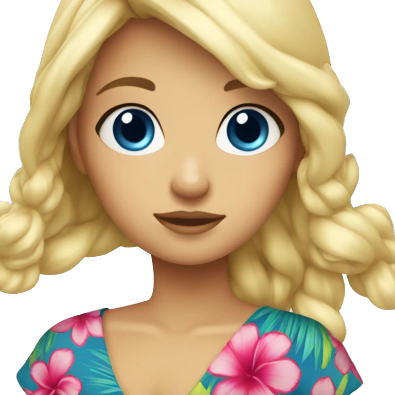 Blonde hair girl, blue eyes, with Hawaiian outfit emoji