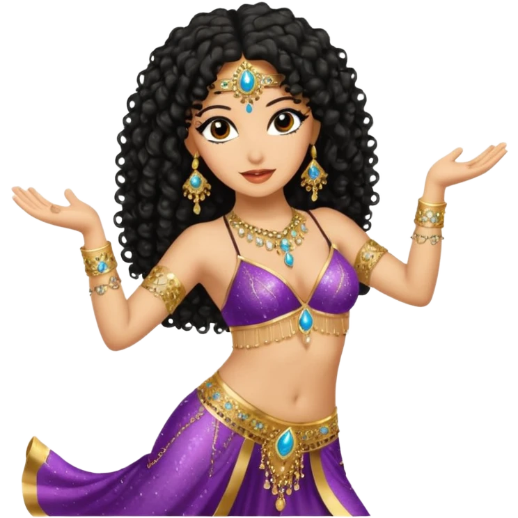 middle eastern belly dancer with black curly hair emoji