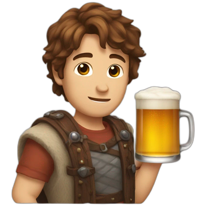 Brown hair Arthur and his beer emoji