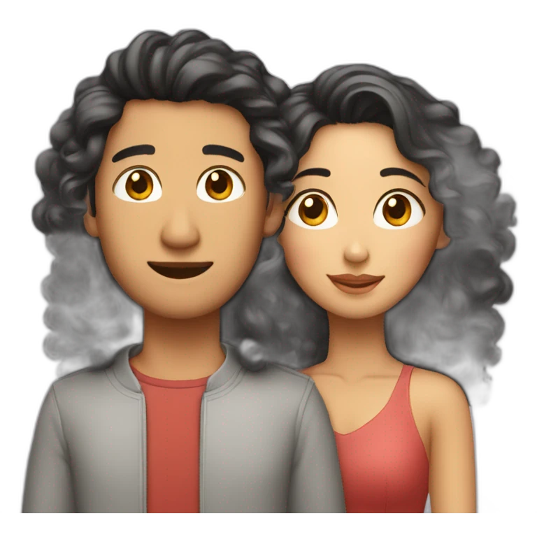 a couple (1st asian woman and 2nd man with curles) emoji