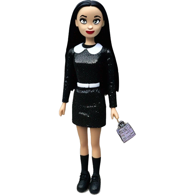  glitter Wednesday Addams.Beach beauty Barbie.full height 1girl emoji