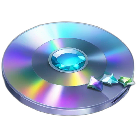 broken cd disk with gemstone and star emoji