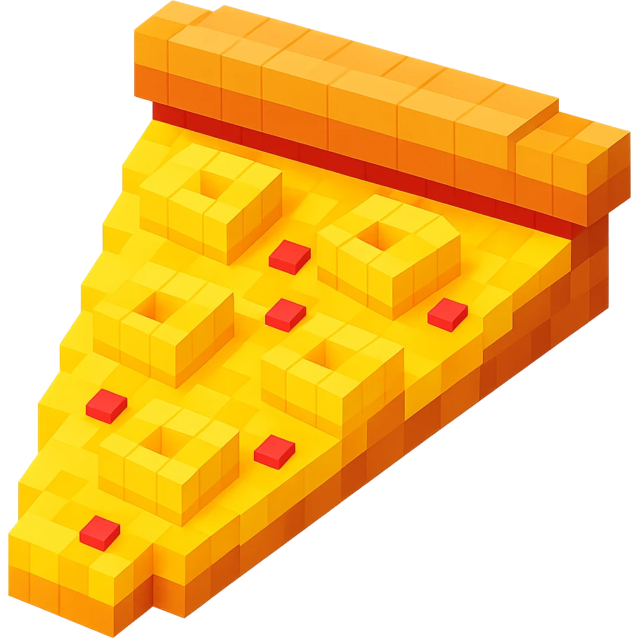 voxel style pizza with pineapple toppings emoji