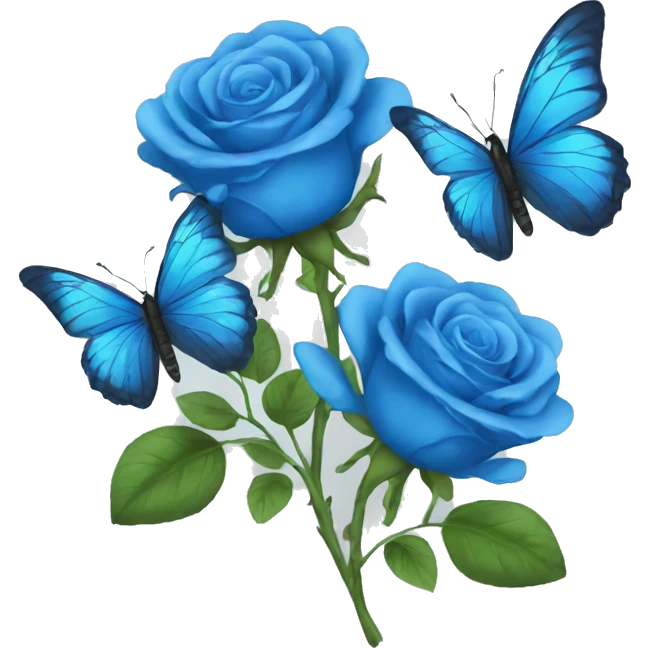Blue roses and butterflies  emoji