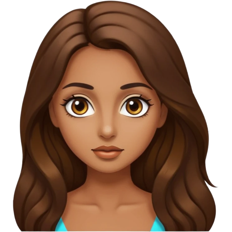 big dark eyes and tanned skin brown hair glamorous long hair emoji