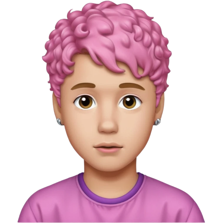 justin bieber with pink short curly hair emoji