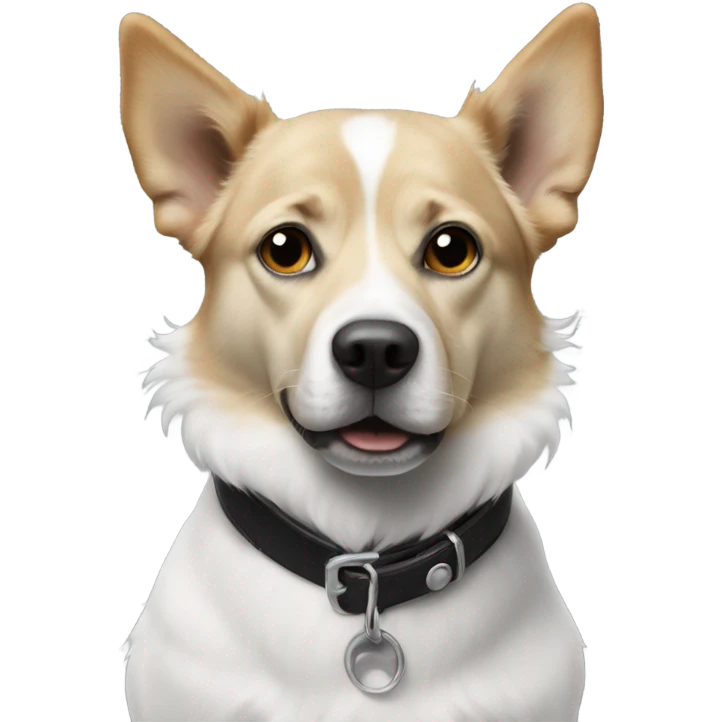 realistic dog gazing at viewer change his coat to black and white emoji