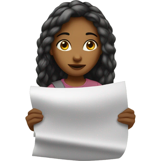 an idian girl that hold a paper that is write alicia carré emoji