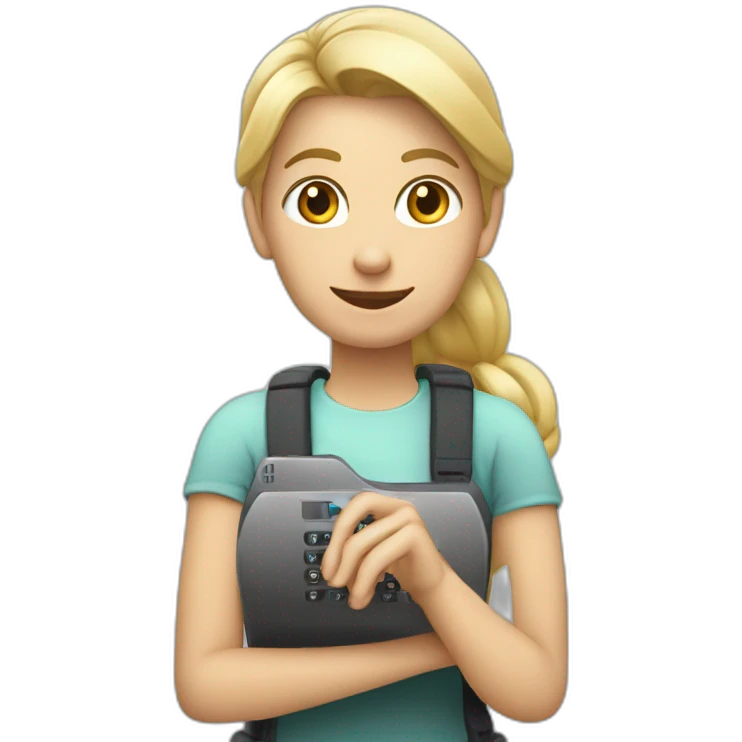 Rubia con telefono motorola con numero en la mano emoji