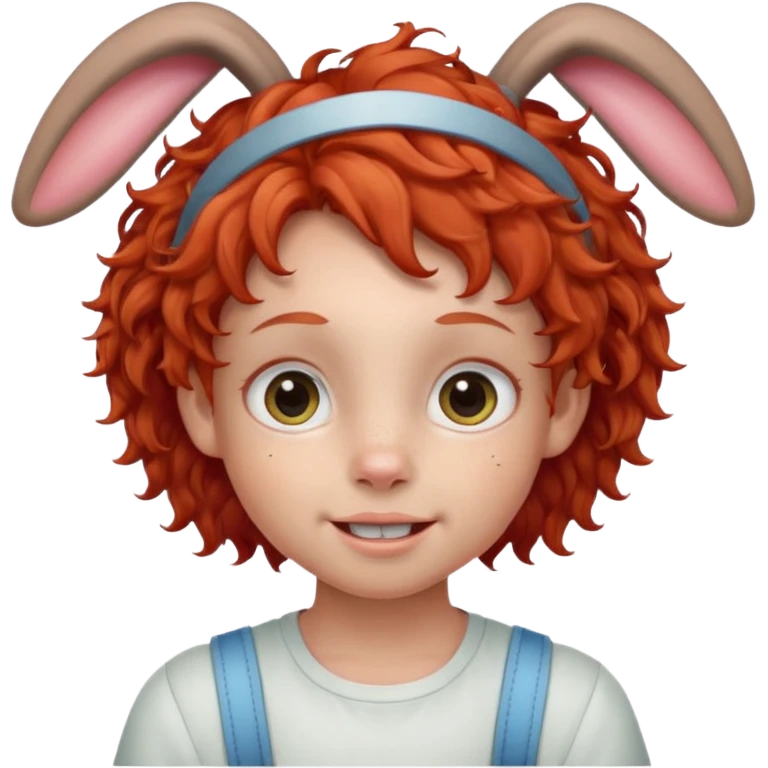 kid with braces bunny eared red haired curly big braces emoji