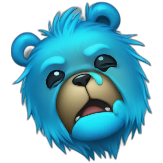 little blue neon punk bear crying emoji