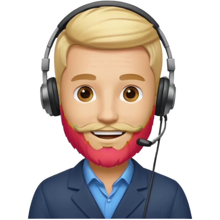 a sales agent with headphones and beard blonde hair smile emoji