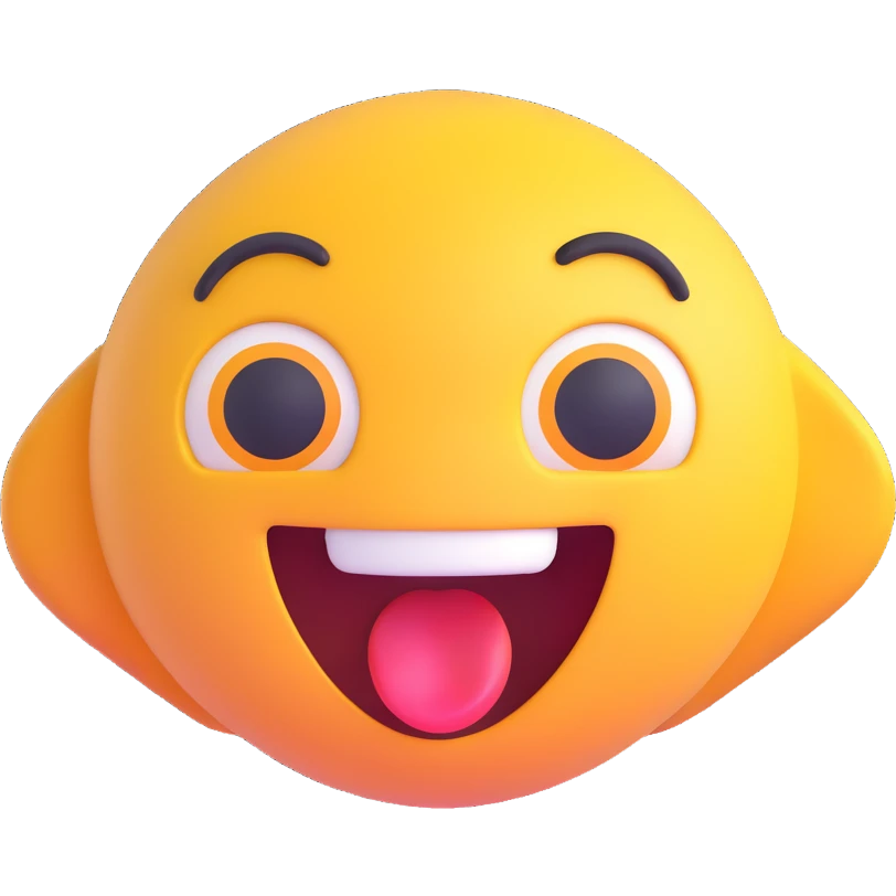 cartoon sticker of a surprised emoji with open mouth, colorful and cheerful, no text, suitable for WhatsApp and Instagram emoji