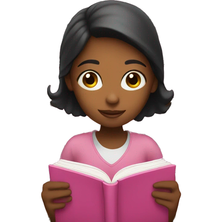 A girl reading pink books emoji