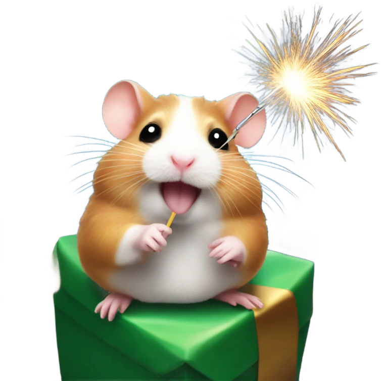 Christmas hamster with sparkler emoji
