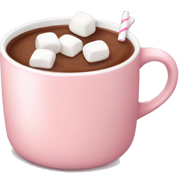 Light Pink mug of hot chocolate with marshmallows  emoji