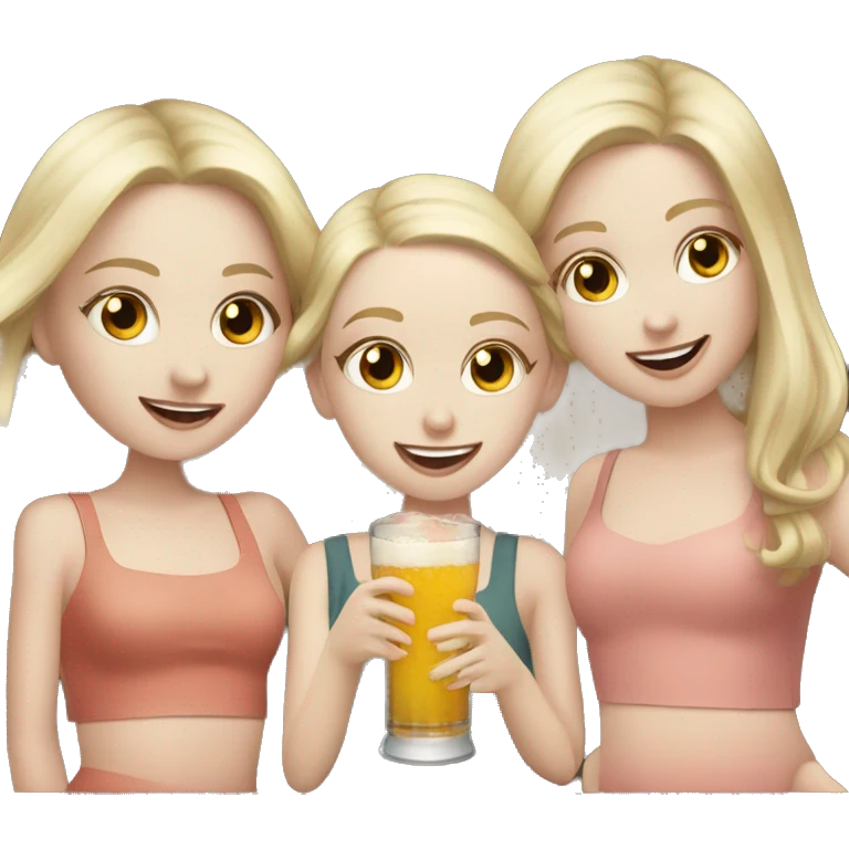 3 pale skinned girls at happy hour emoji