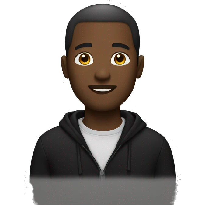 a black man standing in a black sweater  emoji