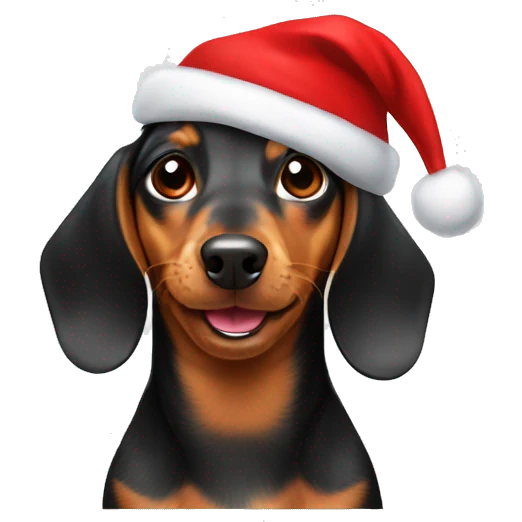 Dashund with Christmas hat emoji