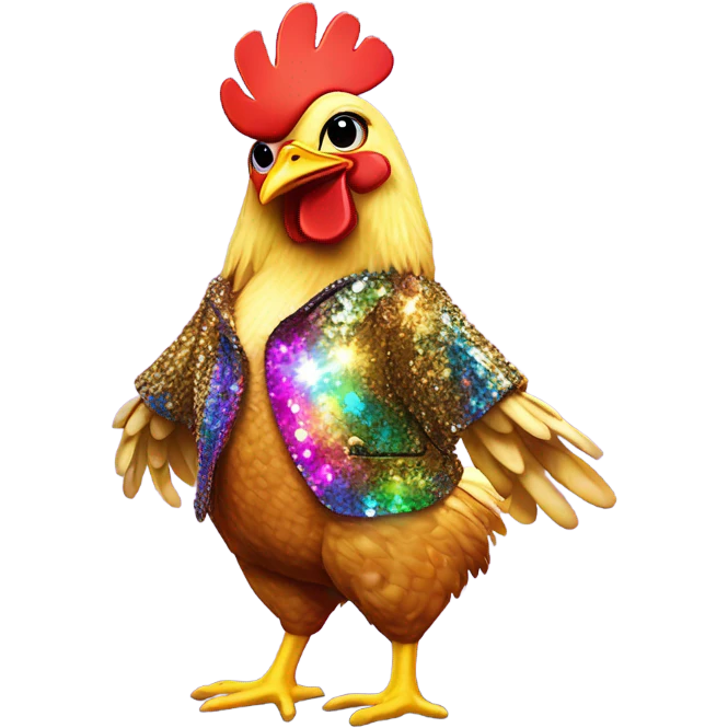 Disco chicken wearing jacket  emoji