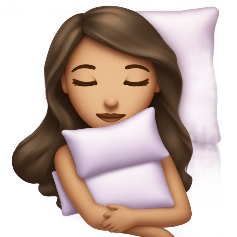 sleeping beauty brunette olive skintone girl with a silk pillow emoji