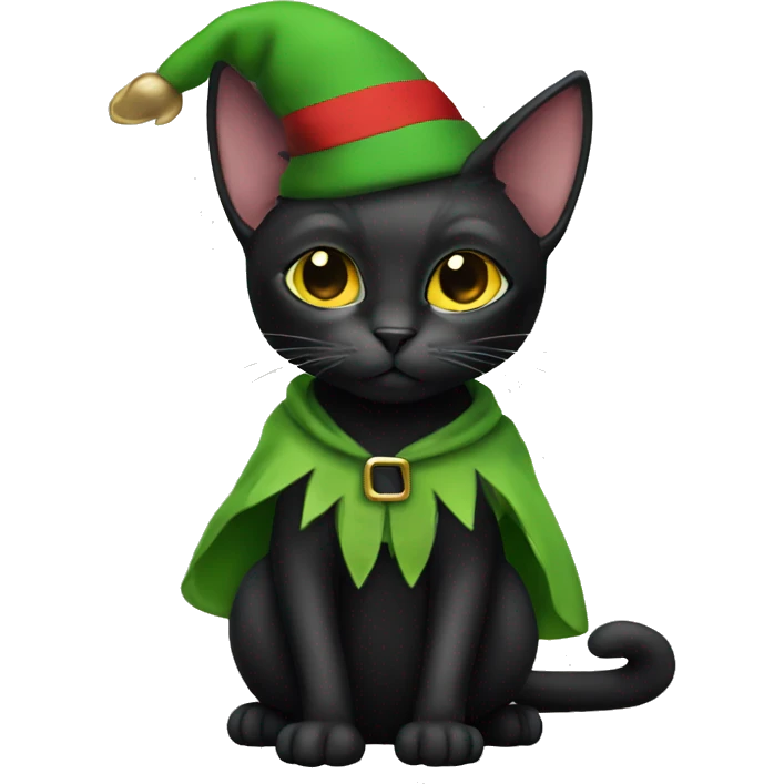 Black cat with elf clothes emoji
