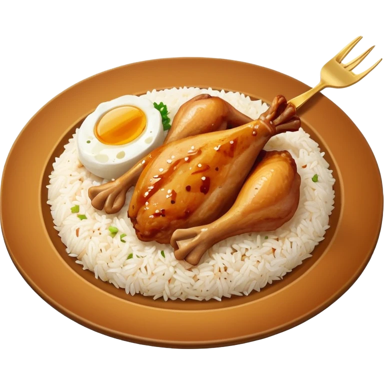lunch rice with chicken, piece of the chicken leg only emoji