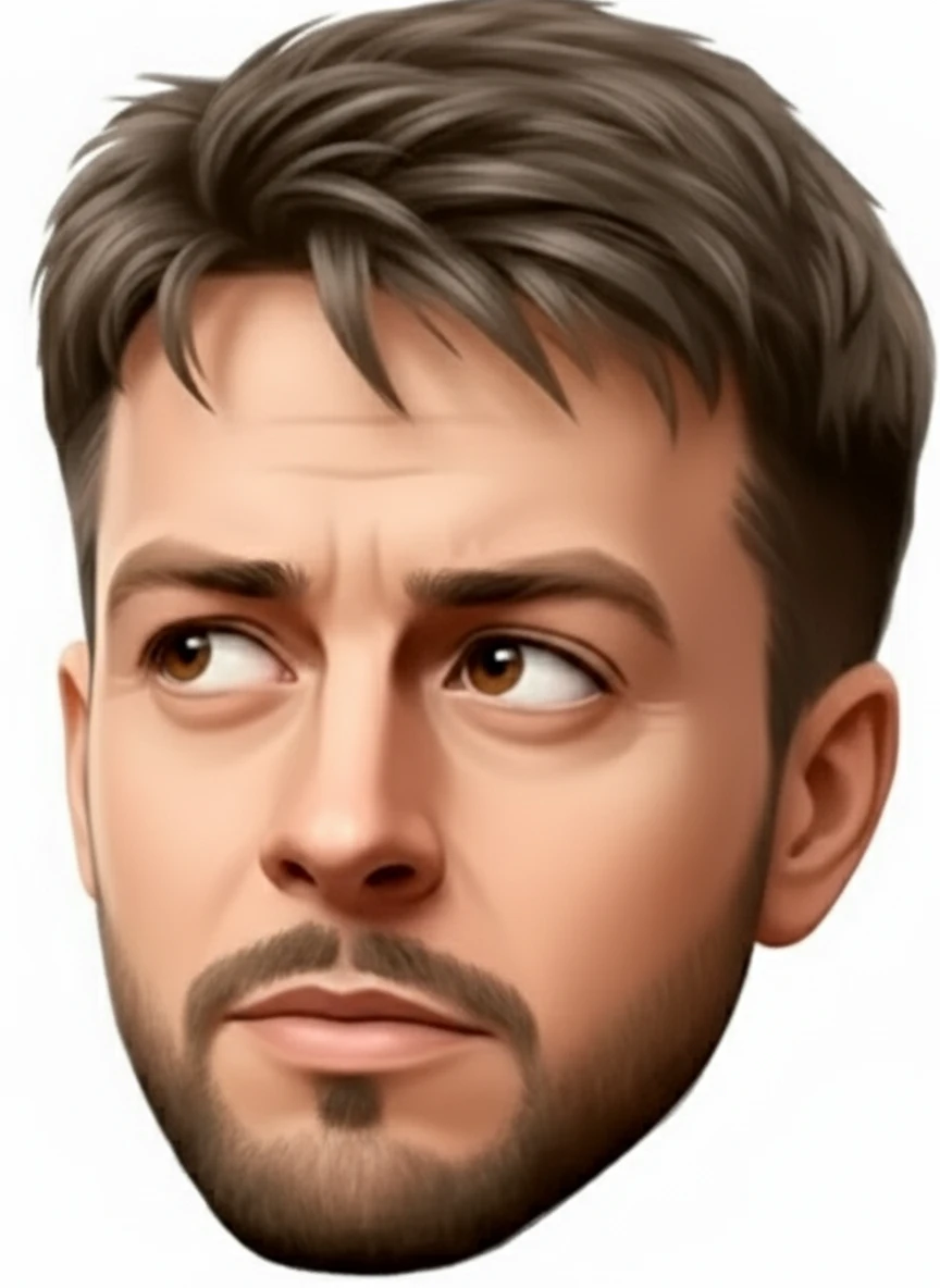 нарисуй точно такого же человека, с такой же эмоцией, но голова повернута в противоположную сторону emoji