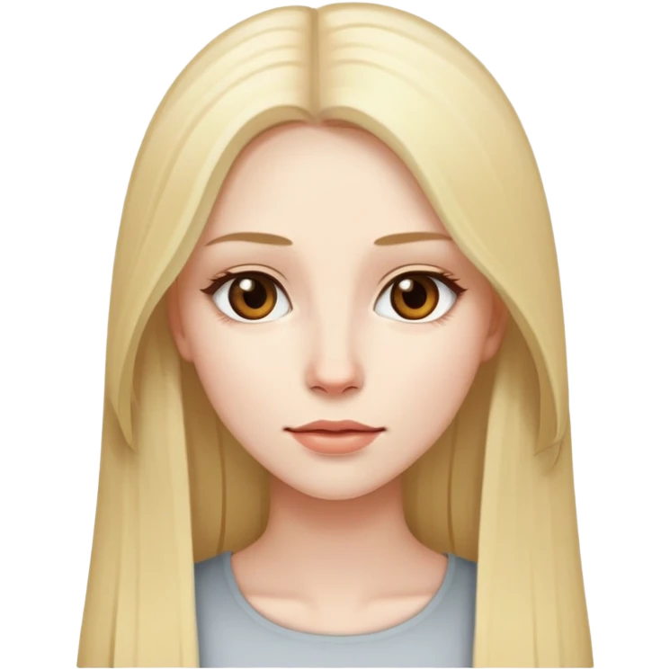 woman with pale skin, long straight blonde hair, brown eyes emoji