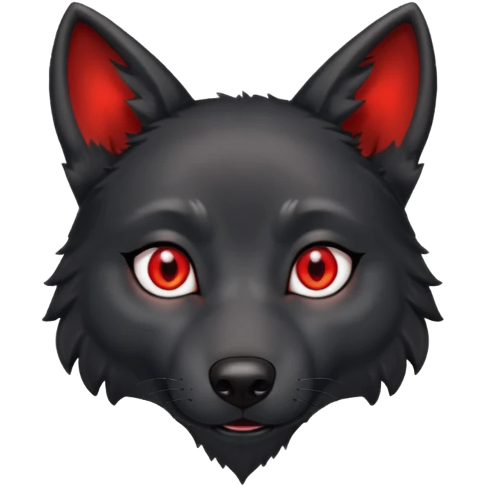 cute black wolf with red eyes with earring emoji
