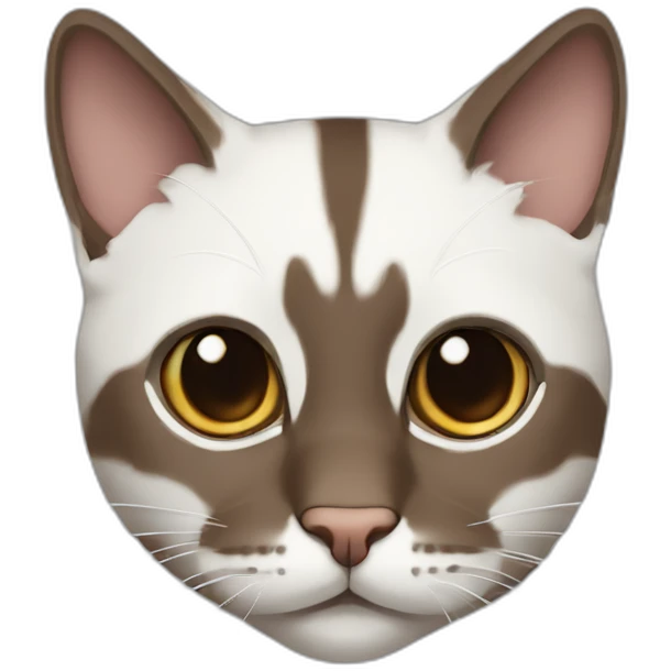 european cat with dark pinstripe tabby color and dark brown wool with white breasts and brown nose emoji