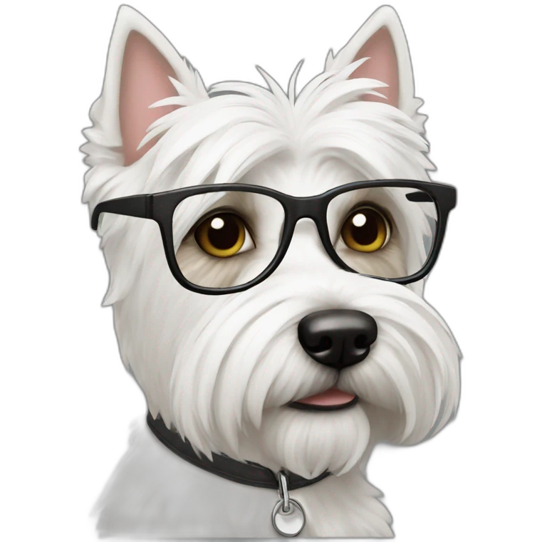 Man with glasses anda westie dog in s emoji