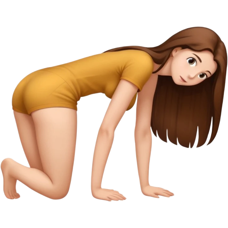 a young woman on all fours, ass up head down. emoji