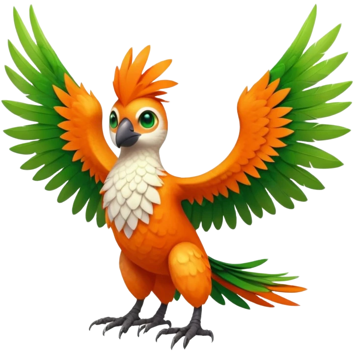 Tropical lush warm-colored Fakémon-Trico-creature (full body) emoji