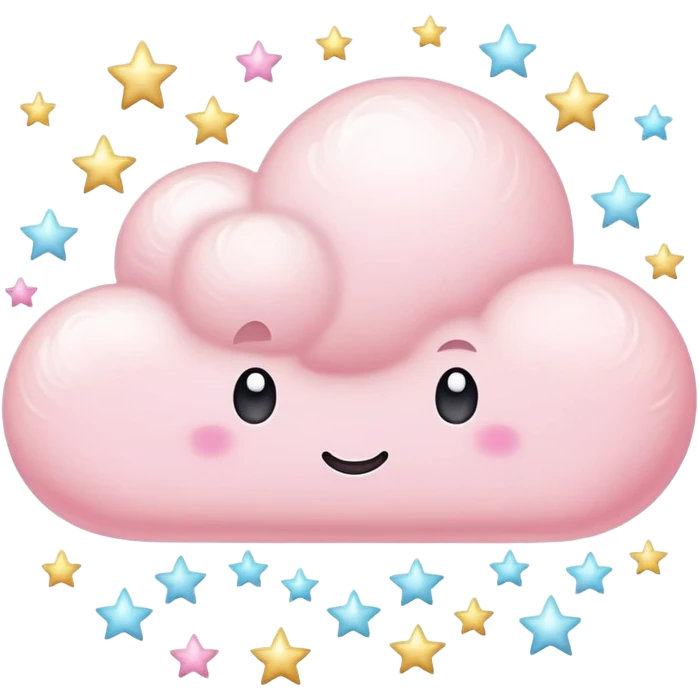 pastel pink fluffy cloud with sparkling stars emoji