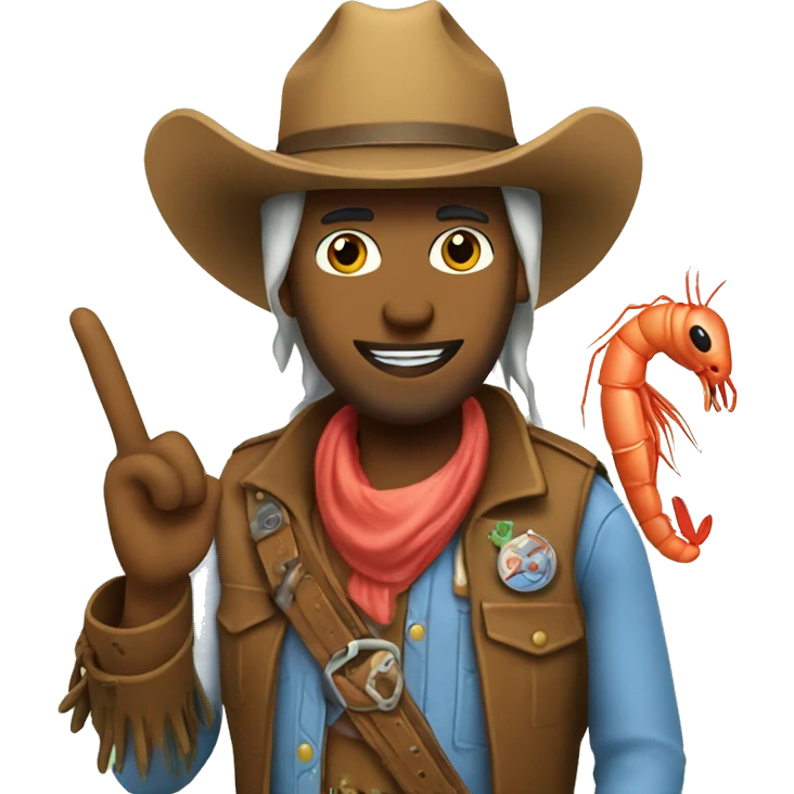Cowboy shrimp with peace sign up  emoji