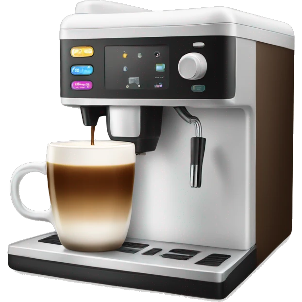 Coffee machine with a mug of coffee and milk  emoji