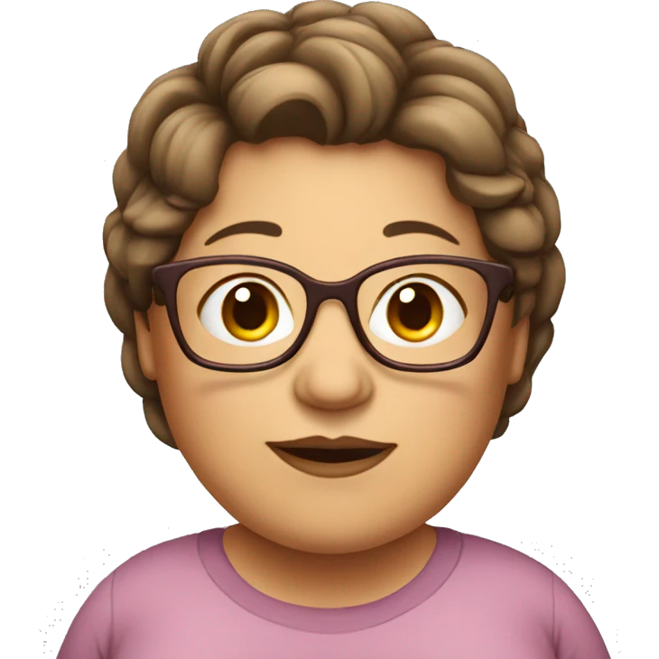 Very fat older female, glasses, brown streaked hair emoji