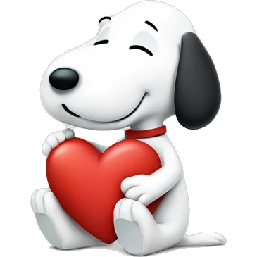 snoopy holding heart emoji
