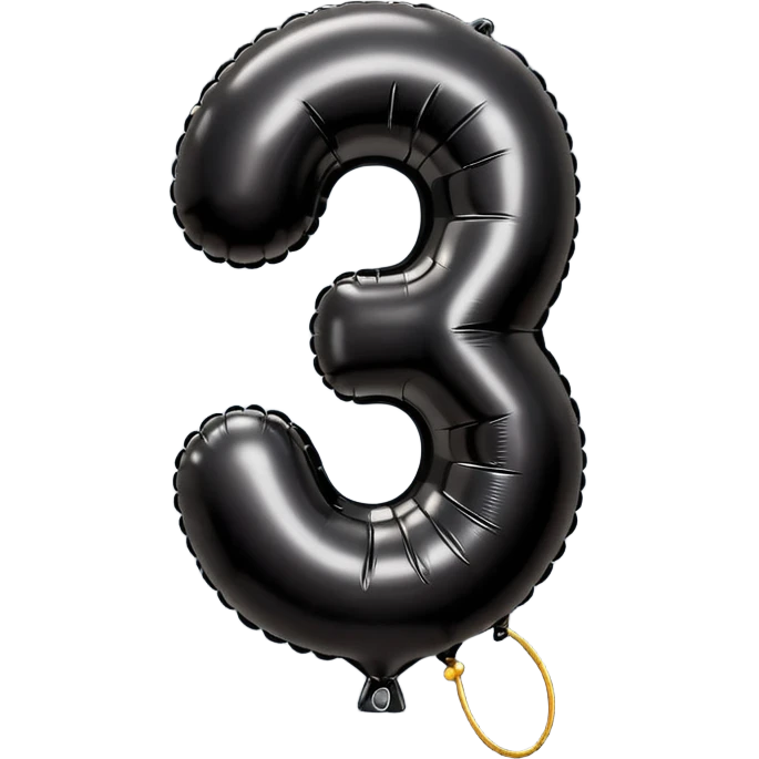 shiny black balloon number 1 with a string, classic emoji style emoji