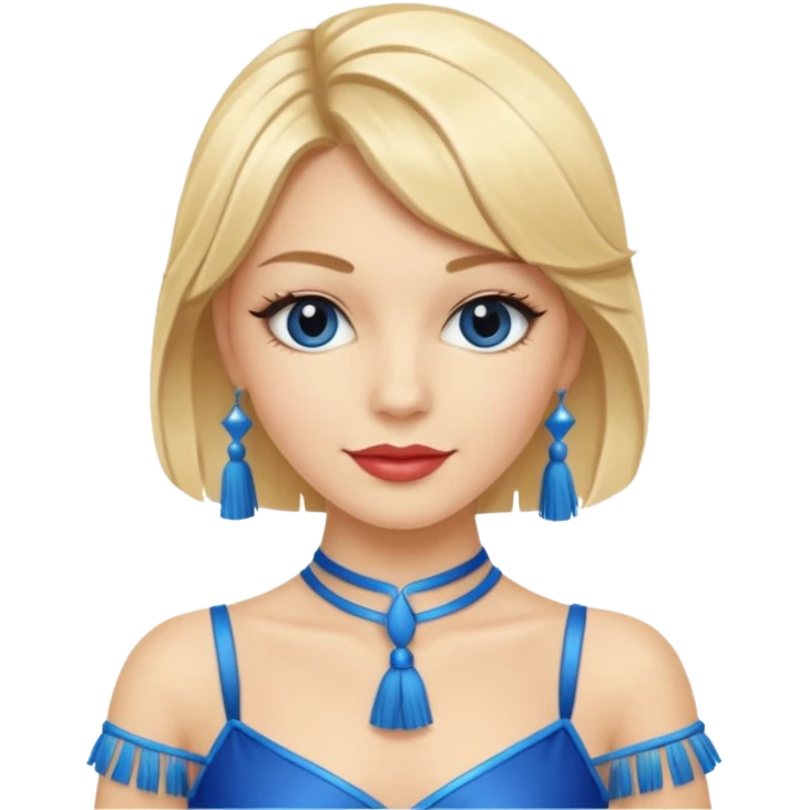 blue jazz style dance costume with tassels on blonde emoji