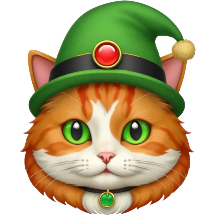 Cat with green hat and a red ring  emoji