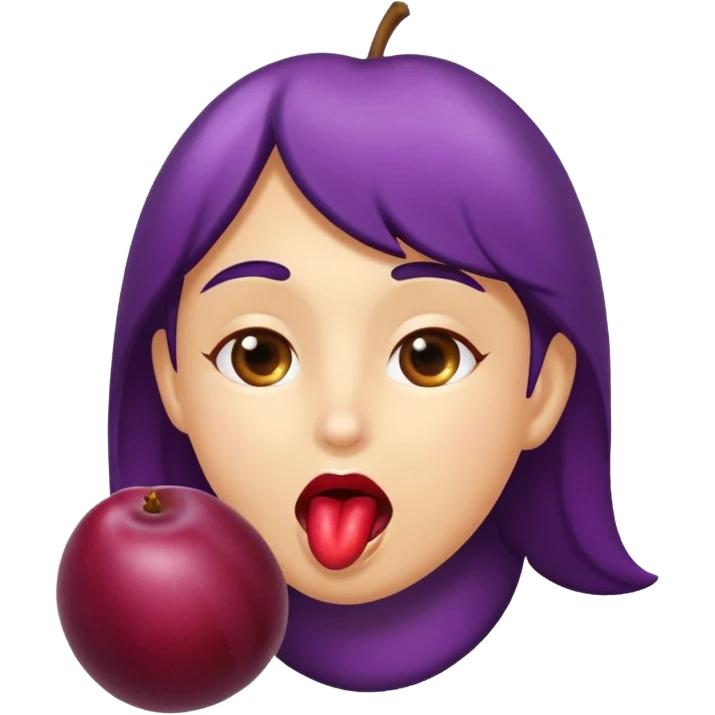 Licking a plum emoji
