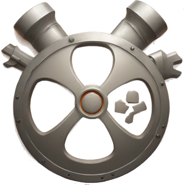 orange metal shield with mechanic symbol in the middle emoji