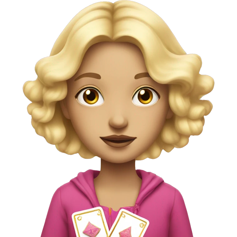 Blonde girl with pink pink tarot gold cards emoji